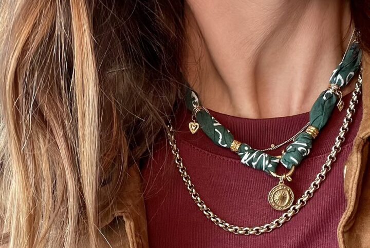 Alba Bandana Necklace Green