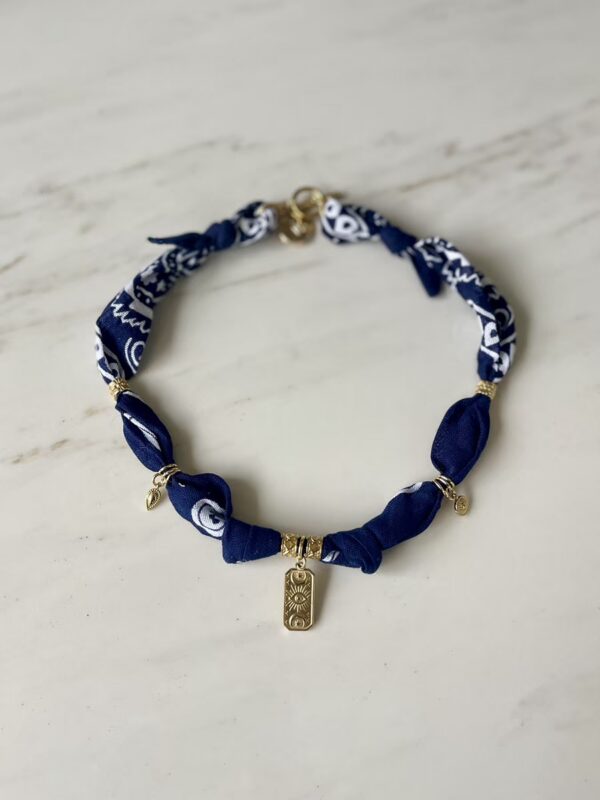 Alba Necklace Navy Blue/Gold