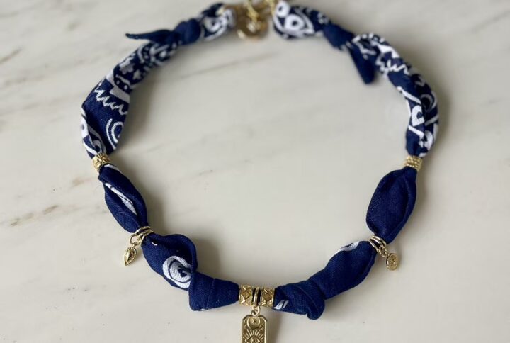 Alba Bandana Necklace Navy Blue